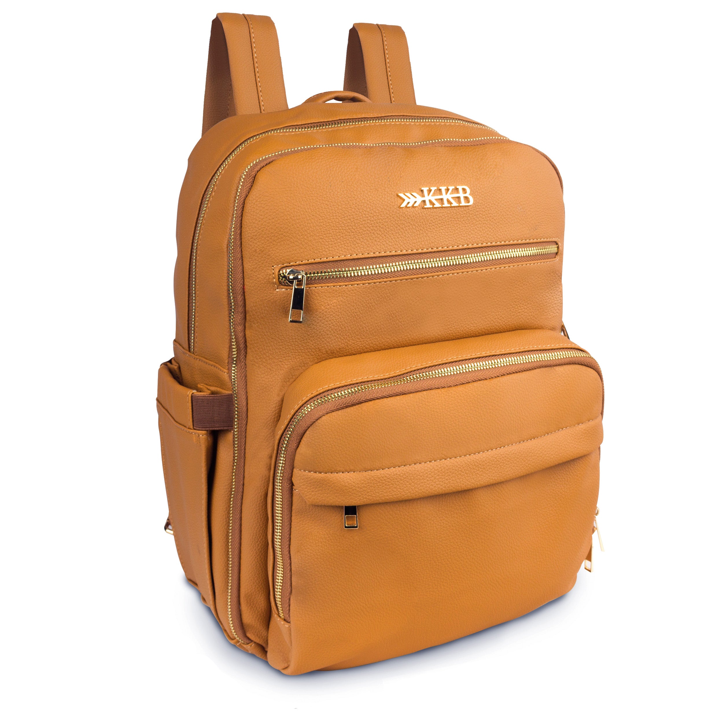 KKB Vegan Leather Diaper Bag Backpack (Camel)