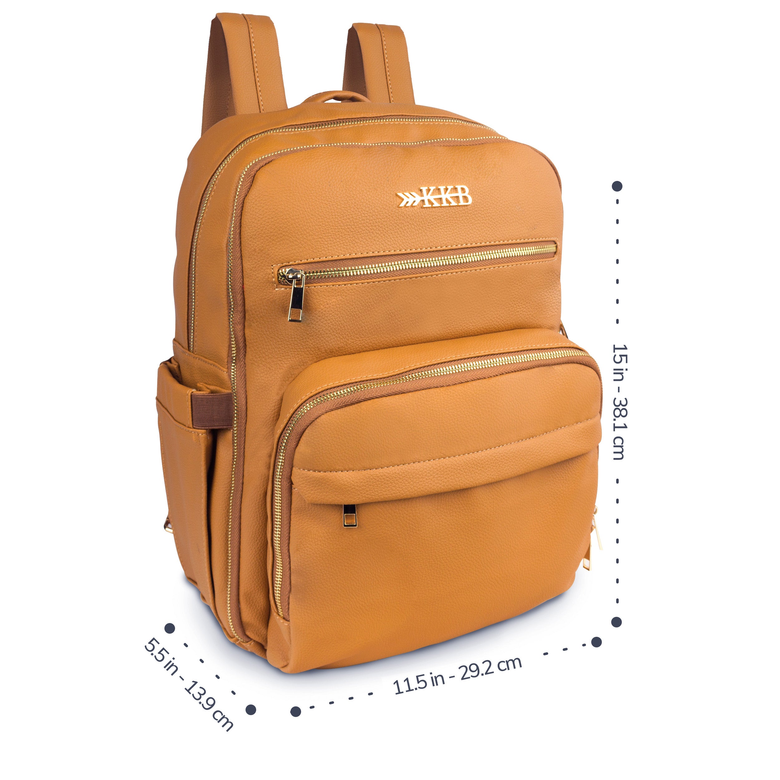 KKB Vegan Leather Diaper Bag Backpack (Camel)
